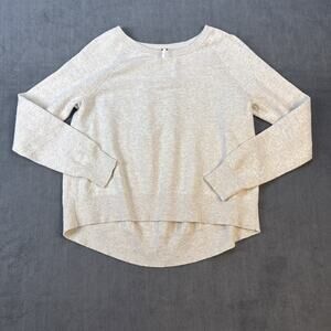 Free People Sweater Beige Gold Metallic Knit Long Sleeve Pullover Womens Small